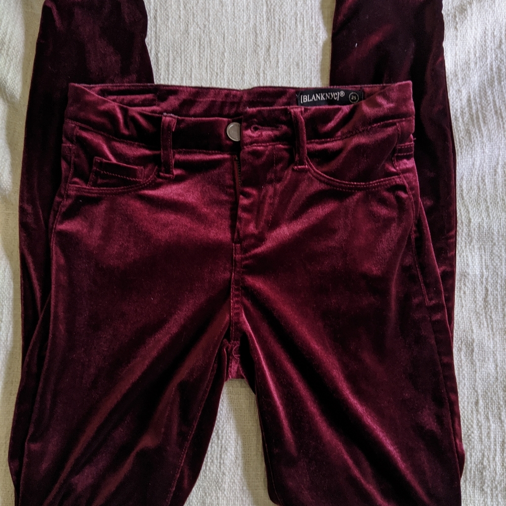 Blank NYC Burgundy Velvet Pants